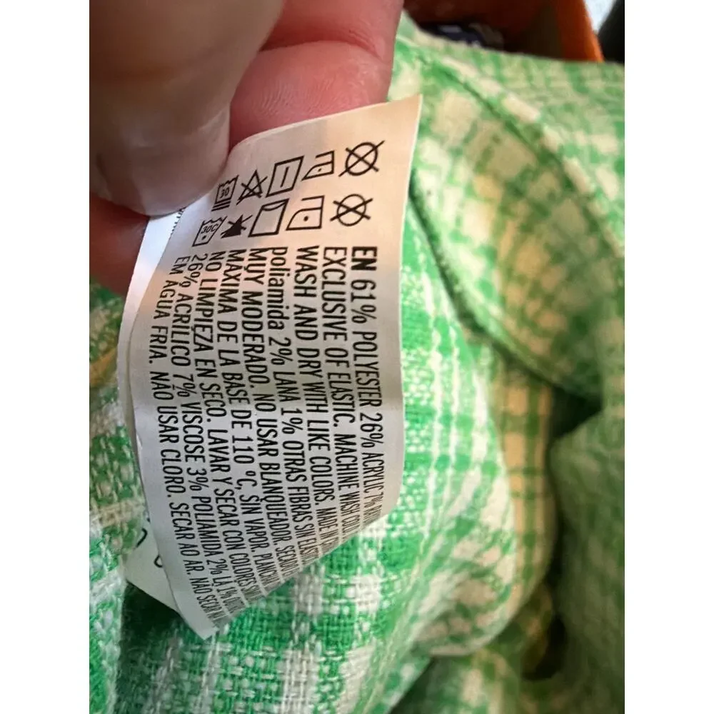 FOREVER 21 Plaid Tweed Skort Women's Green White M Asymmetrical Wrap Style